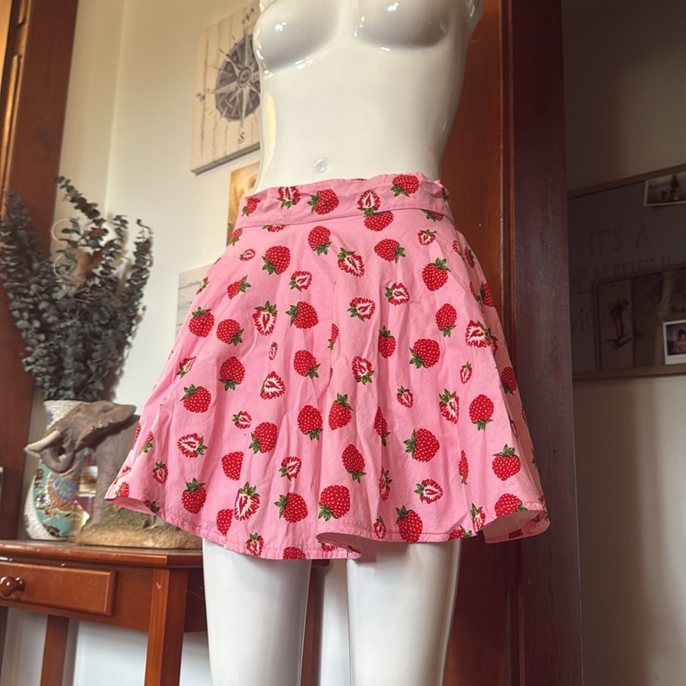 Pink Skirt with Strawberry Print size S/M